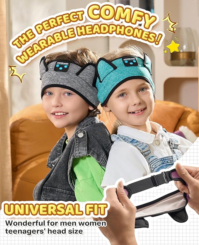 Kids Headphones, Bluetooth Headband Earphones for Children,Baby,Toddlers.Kids Headband Headphones for Home,Plane & Car Travel Accessories with Wired Playback 3.5 MM Jack, Wireless & Wired Palyback