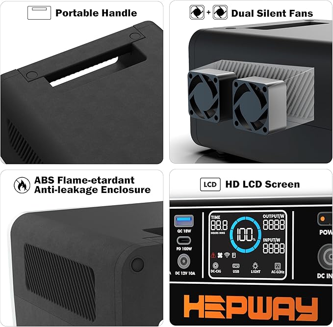 H30 Portable Power Station,300W LiFePO4 Battery,288Wh Solar Generator,2 AC 120V Outlets,PD 100W USB-C Output, 90000mah Power Bank for Hurricane Emergency Outdoor Camping RVs Home Use (Gray)