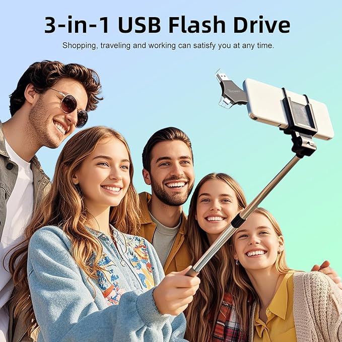 MFi Certified USB 3.0 Flash Drive 512GB for iPhone, 3in1 External Memory Photo Keeper Storage Stick for Picture/Video/Data Saver/Backup, High Speed Thumb/Jump/Hard Drives for iPad/Android/PC (Black)