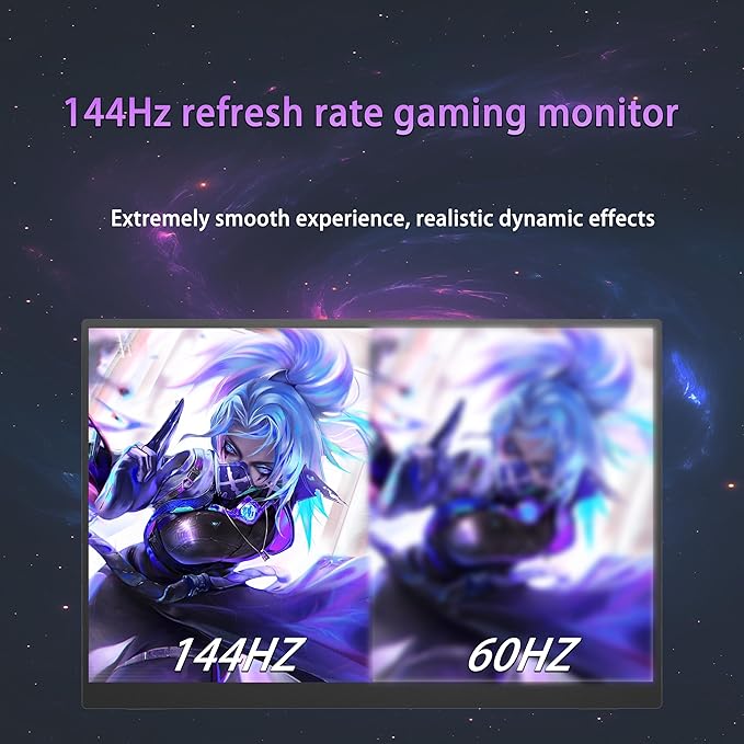 16inch 2.5K 144Hz Portable Gaming Monitor, 2560x1600 Ultra Slim HDR IPS Portable Monitor with Type-C HDMI, Built-in Stand Speakers External Second Screen for Laptop Mac PC Phone PS4/5 Xbox Switch