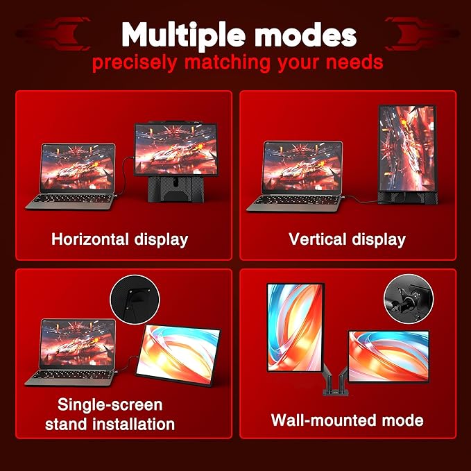 Laptop Screen Extender Portable Monitor, Dual 16.1" 1080P FHD IPS Screen, Detachable Monitor Extender for Laptop, Fit for 13-17" Laptops, Compatiable with Windows/Mac/Chrome/Android