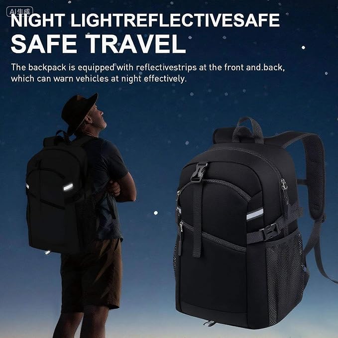 20L Lightweight Hiking Backpack for Men & Women – Small Travel Daypack with Phone Pocket – Durable & Compact for Hiking,Traveling,Camping,and Outdoor Adventure,Black