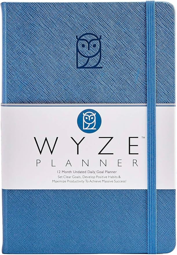 Undated Daily Planner – 1-Year B5 Productivity Organizer with Two-Page Weekly Spread, Goal Setting, Habit Tracker, Weekly & Monthly Pages – Hardcover Time Management Notebook (Blue)