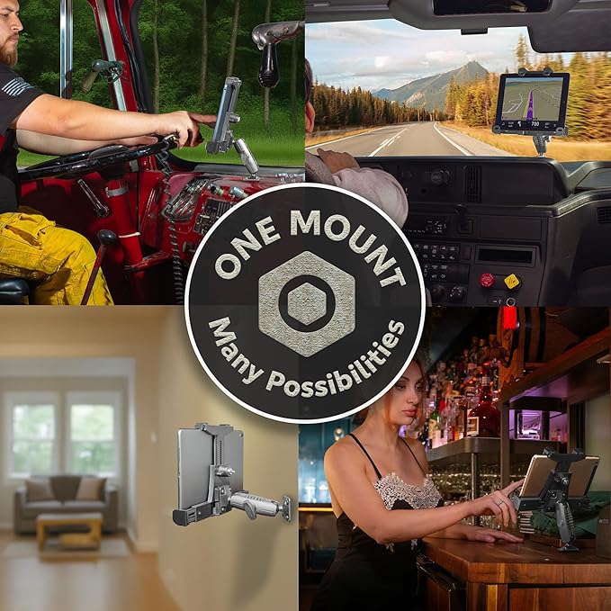 iBOLT TabDock Dock'n Lock Bizmount- Heavy Duty Industrial Composite Locking Drill Base Mount for All 7" - 10" Tablets- for Trucks/Vehicles/Wall Mount: Great for ELD, Fleets, and Restaurants