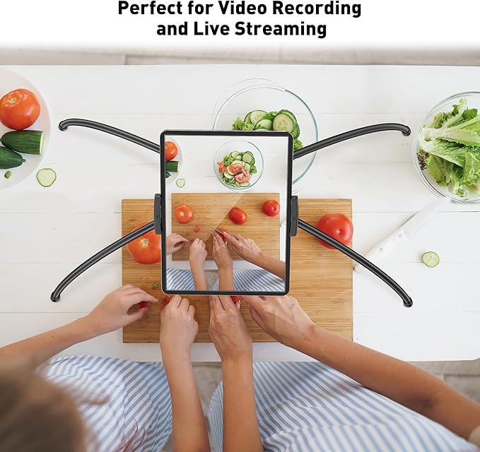 AboveTEK iPad Holder for Bed, Adjustable Tablet Bed Stand Mount, 360° Hands-Free Kindle Holder for Reading in Bed, Compatible w/ 4.7"-15.6" Tablets/iPads/Kindles/Phones/Samsung - Durable & Flexible