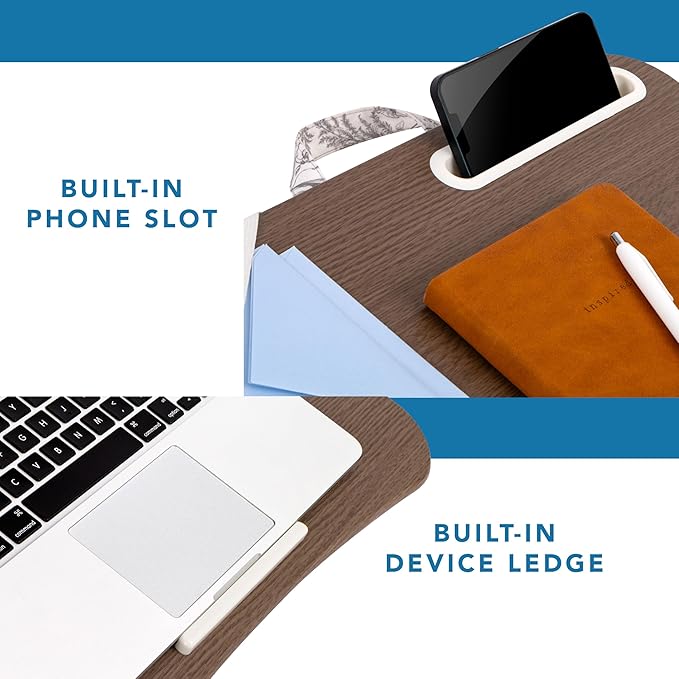 LAPGEAR Designer Lap Desk with Phone Holder and Device Ledge - Hummingbird Toile - Fits up to 15.6 Inch Laptops - Style No. 45413