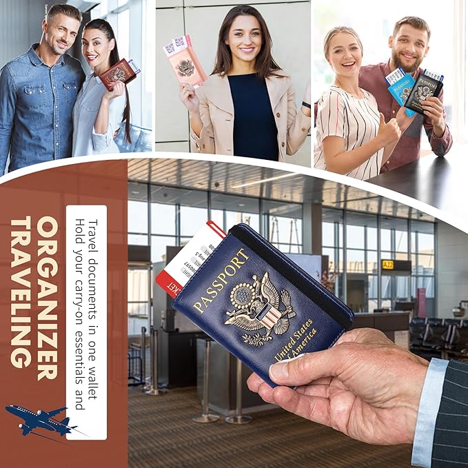 Passport Holder Cover Travel Wallet RFID Blocking Passport Wallets Family Passport Organization Personalized Wallet Case for Men and Women Travel Must Haves(Burgundy)