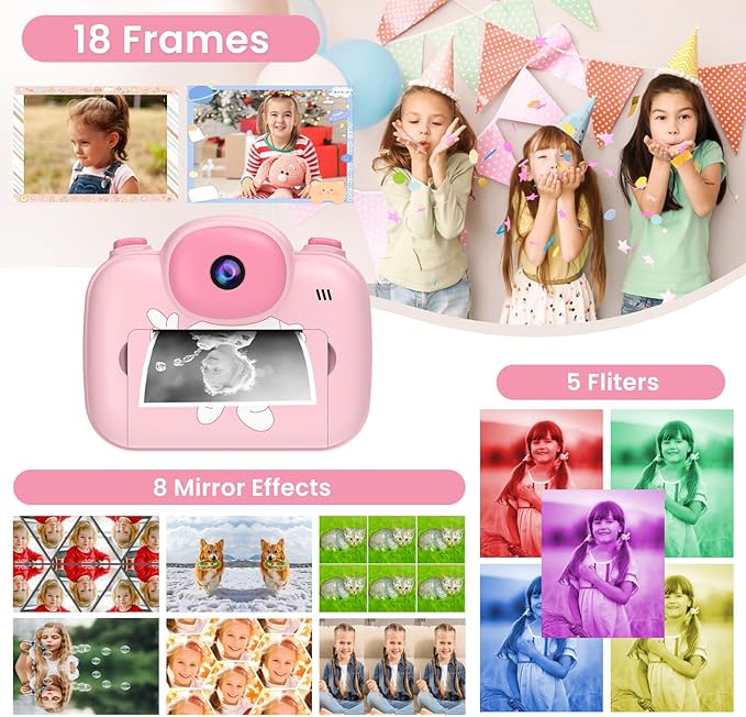 Kids Camera Instant Print 3.5 Inch, Instant Print Camera for Kids Pint Photos, Kids Instant Digital Print Camera, Toddler Toys Camera for 3-12 Years Old Girls Birthday
