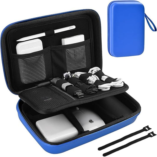 ProCase Hard Travel Electronic Organizer Case for MacBook Power Adapter Chargers Cables Power Bank Apple Magic Mouse Apple Pencil USB Flash Disk SD Card Small Portable Accessories Bag