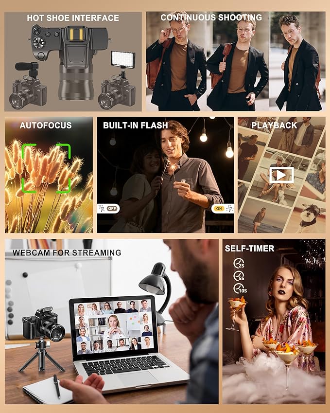 True 5K Digital Cameras for Photography - 80MP WiFi Autofocus Vlogging Camera for YouTube with 4.0" Touch Screen - UHD One-Touch Macro Video Camara for Beginner Photographer with 18X Zoom, Lens Cap