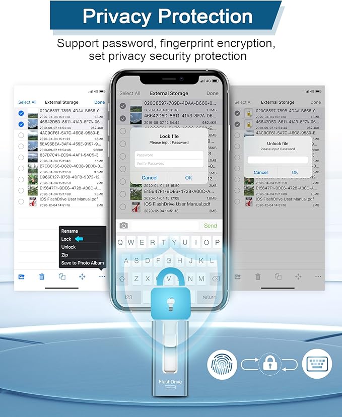 USB Flash Drive 512GB, Photo Stick Memory External Data Storage Thumb Drive Compatible for Phone, Pad, Android, PC and More Devices (Blue)