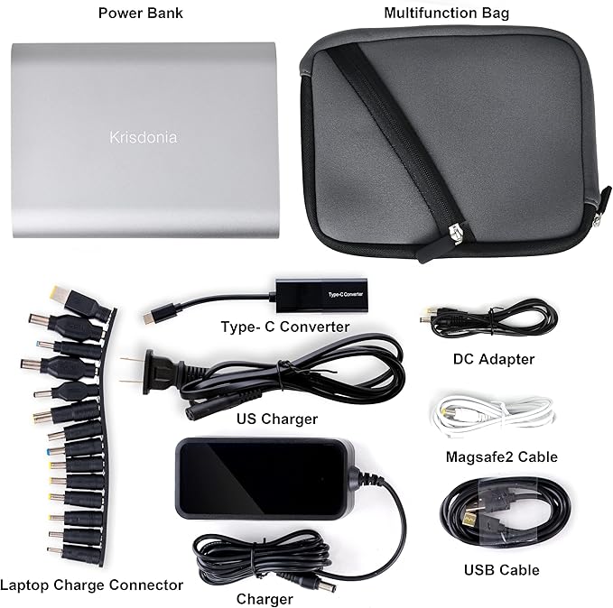 Krisdonia Portable Laptop Charger 185Wh/50000mAh External Battery Pack Power Bank for Laptop, Tablet, Projector, Smartphone and Others