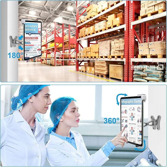 Anti Theft Tablet Stand, Security Tablet Holder with Lock, Lockable Tablet Mount for iPad, Galaxy Tab, E-Reader, Amazon Fire, More 7-11" Tablets (Wall)