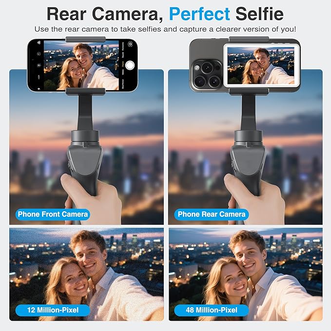 Selfie Monitor Screen Phone- Magnetic Phone Vlog Back Camera Selfie Monitor - 1080P Display can Wirelessly Connect to Mobile Phones - Selfie Screen Compatible with iPhone & Android (White)