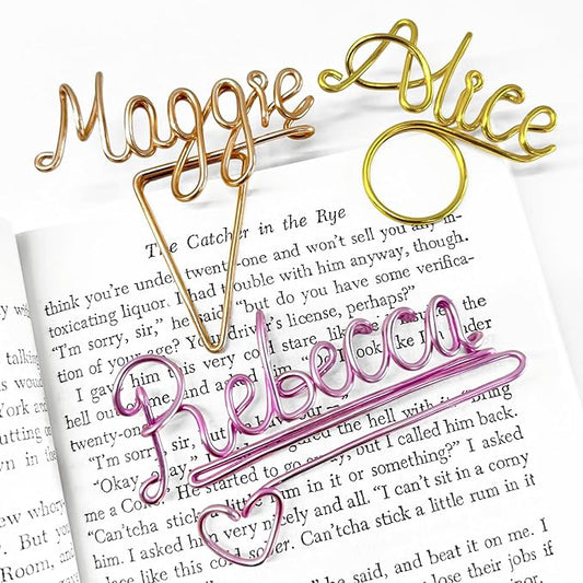 Personalized Wire Bookmark Custom Name Planner Marker 12 Colors Paper Clip Gifts for Book Lovers Bookworm Reader