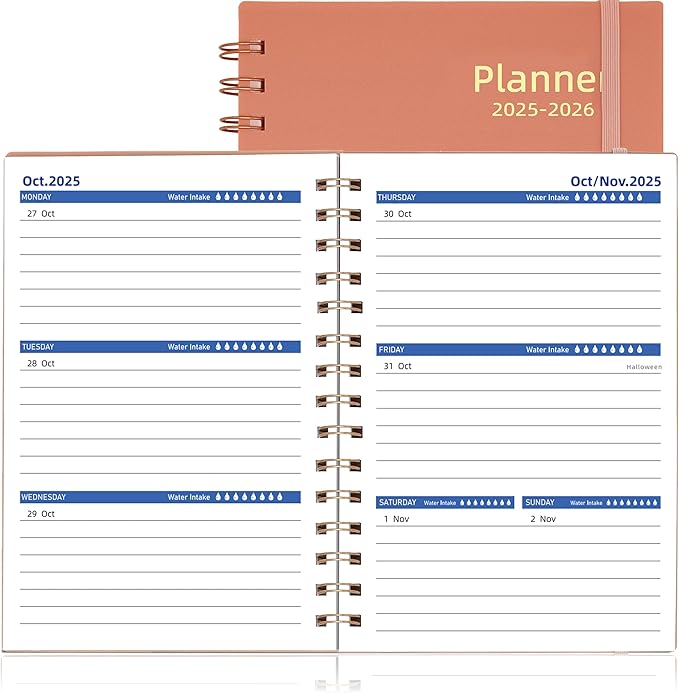 Day Planner 2025-2026, Weekly & Monthly Planner from Jul 2025-Dec 2026, 18 Month Calendar Planner, Agenda 2025 with Tabs, A5 Size, Pink
