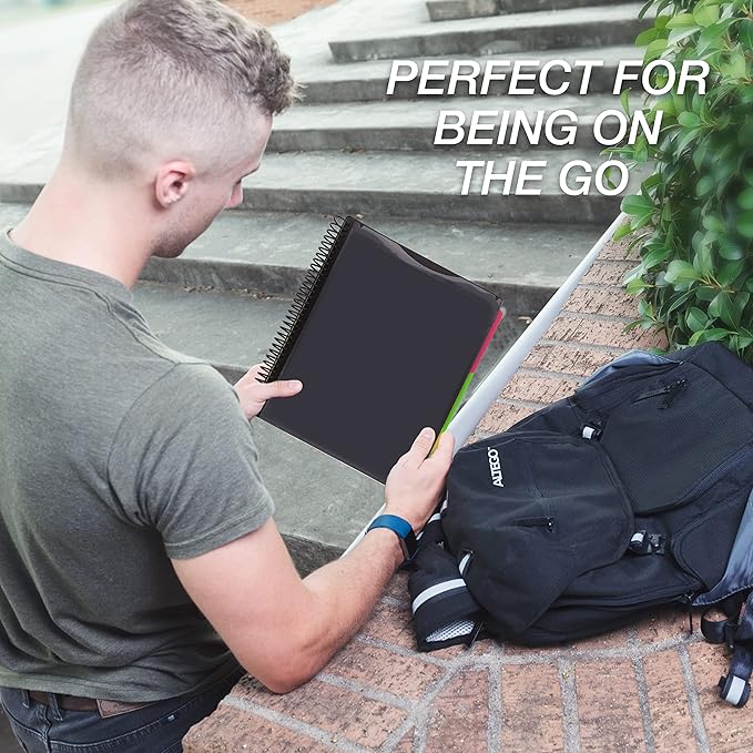 Samsill 2 Pack Deluxe 24 Pocket Spiral Project Organizer with Inner Zipper Pouch, Customizable Front Cover, 12 Dividers with Erasable Write-On Tabs in Fashion Colors, Plastic Folders with Pockets