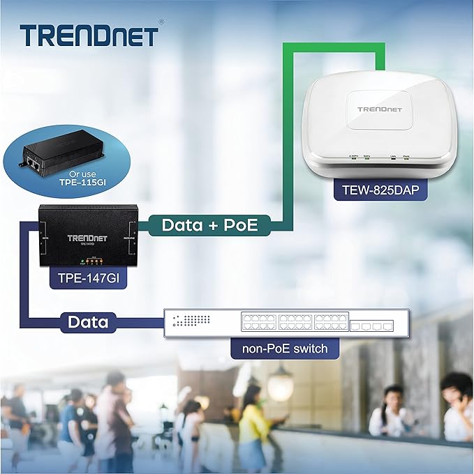 TRENDnet AC1750 Dual Band PoE Access Point, 1300Mbps WiFi AC+450 Mbps WiFi N, WDS Bridge, WDS Station, Repeater Modes, Band Steering, WiFi Traffic Shaping, IPv6, White, TEW-825DAP