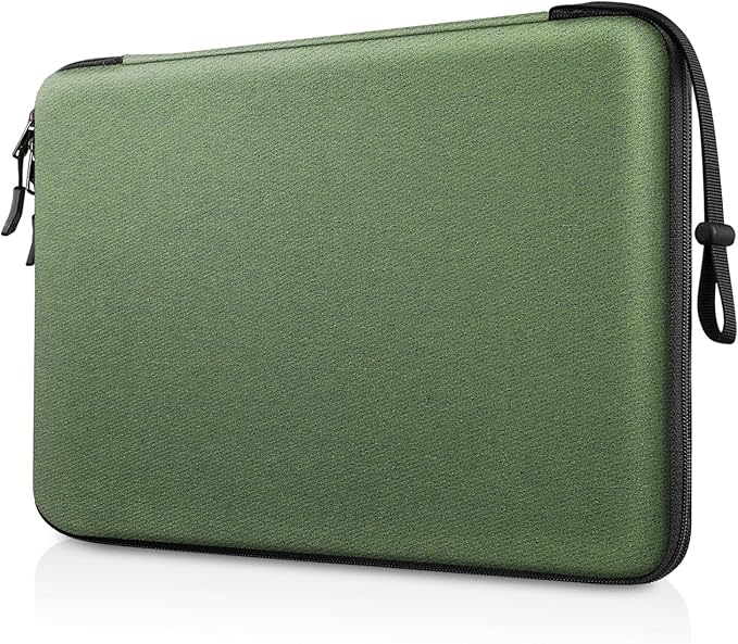 FINPAC 14-inch Hard Laptop Sleeve Case Compatible with Acer Chromebook Lenovo, HP, Dell, Acer Laptop Notebook Ultrabook, Water-Resistant Shockproof Computer Bag, Olive