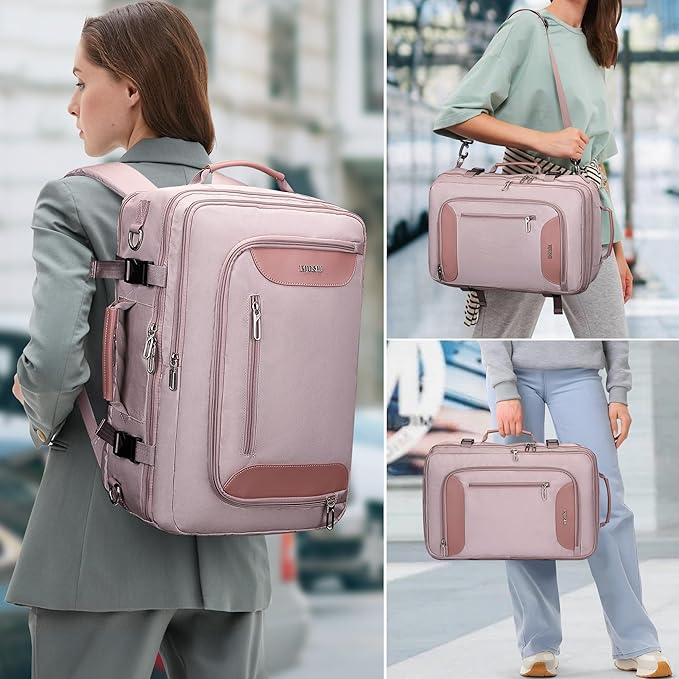 PIJUSHI Travel Backpack for Women Flight Approved Carry on Bag 16 inch Laptop Personal Item Daypack with Shoe Compartment(PE038 Light Purple)