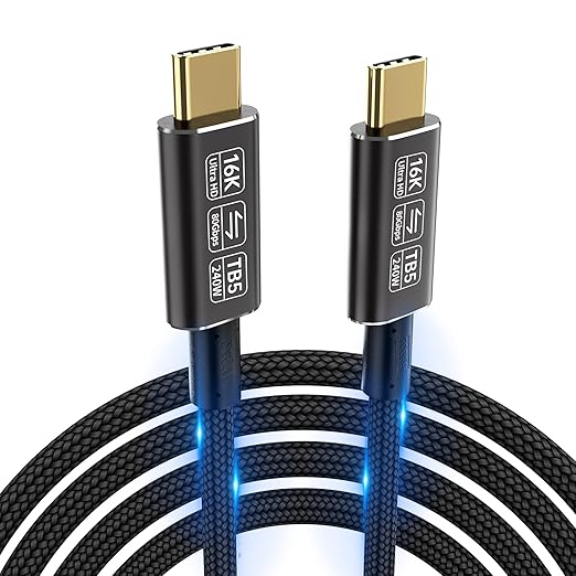 usb c data transfer cable Compatible with Thunderbolt 5 cable,Thunderbolt 4/3,80 Gbps usb c data transfer cable, Supports 16K/Dual 8K usb c to usb c video cable, usb c to usb c for monitor 6.6FT