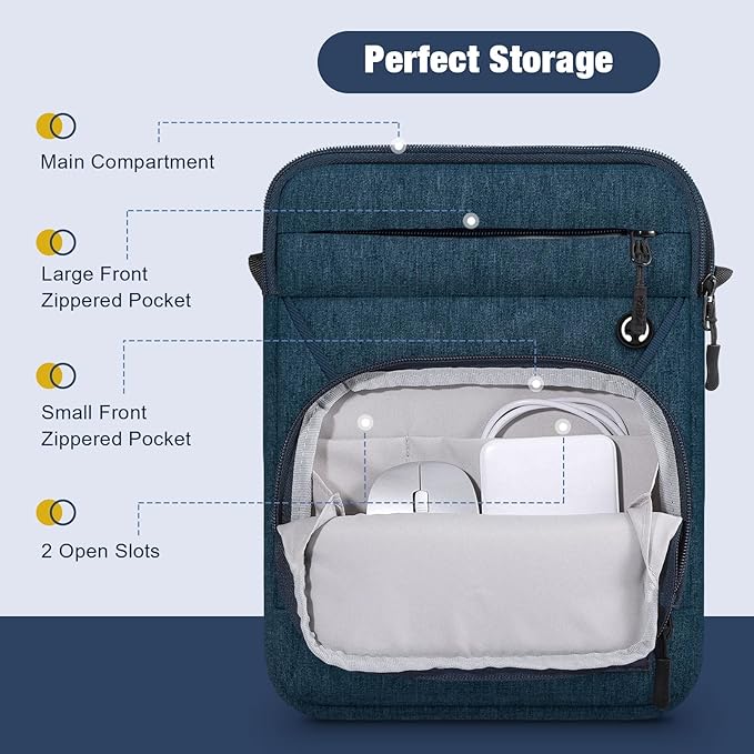 MoKo 9-11 Inch Tablet Sleeve Bag, Fits iPad Air/Pro 11 inch, iPad 10th Gen 10.9, Tab S9 11, Multifunctional Bag with Shoulder and Headphone Port, Indigo