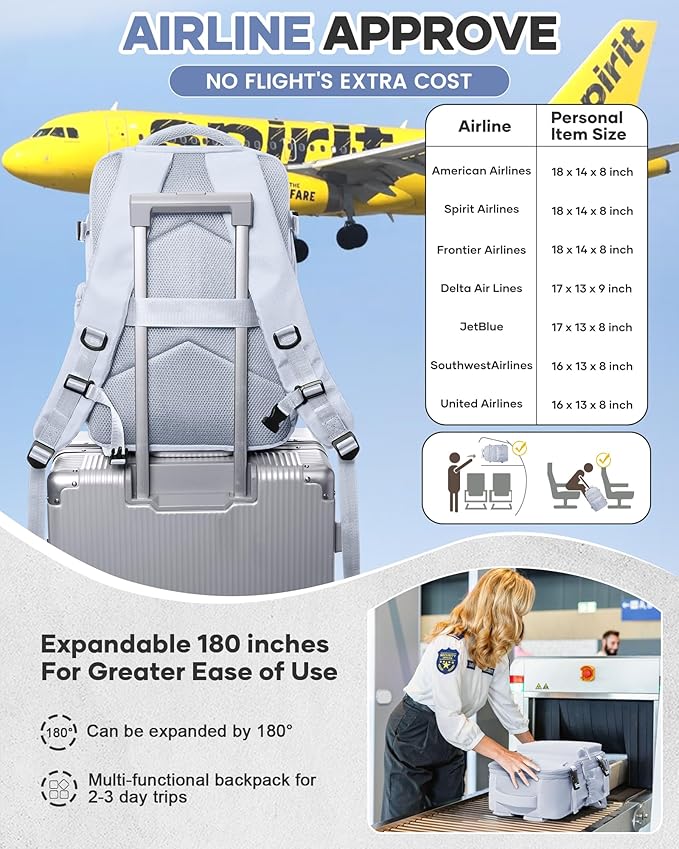 Vacuum Travel Backpack with Pump for Women,Personal Item Carry on Backpacks Flight Approved 18x14x8 inches for Men,Laptop Waterproof Work Compression bags Casual Daypack Grey