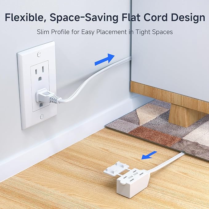 [UL Listed] Cable Matters 16 AWG 2 Prong Extra Long Extension Cord 25 ft, 13A 3-Outlet Extension Cords with Tamper Guard, 13 Amp, 1625 Watts, White