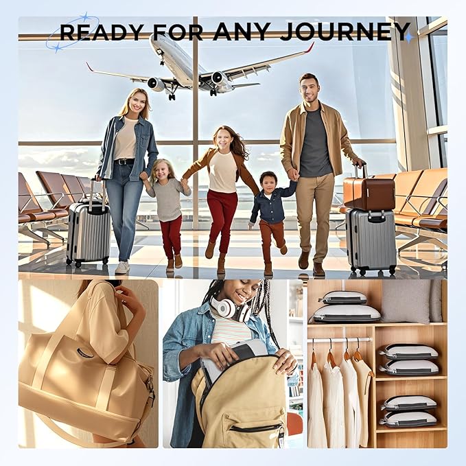 6 Set Compression Packing Cubes for Travel Essentials,Compressible Expandable Packing Cubes for Suitcase,OlarHike Luggage Organizer Bags for Travel,Handy Helper for Organizing Clothes(Black)