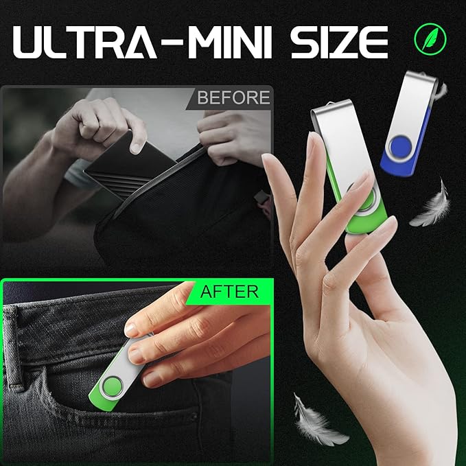 FEBNISCTE USB 3.0 Flash Drive 8GB Multicolor USB Stick 10 Pack for Data Storage High Speed Thumb Drives Swivel Zip Drive Jump Memory Stick for File Backup and Transfer