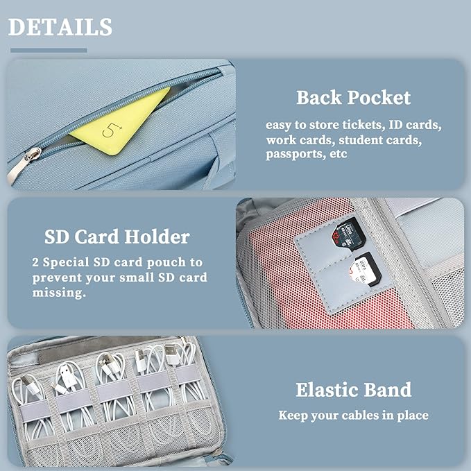 Lanola Electronic Organizer,Travel Cable Organizer Bag Pouch Electronic Accessories Carry Case Portable Double Layers Storage Bag for Cable,Cord,Charger,Phone,Earphone,Power Bank,Memory Cards - Black