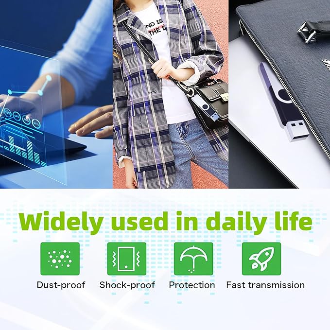 32GB Flash Drive 10 Pack, Wooolken USB 2.0 Thumb Drive Bulk Pen Drive Metal Swivel Memory Stick 32 GB 10 Colors Multipack Value Zip USB Drives with Lanyard