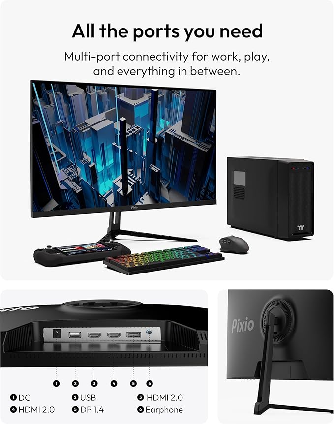 Pixio PX279 Wave 27 inch 240Hz Refresh Rate FHD 1080p Resolution Fast IPS Panel 1ms GTG Resonse Time Gaming Monitor with Adaptive Sync