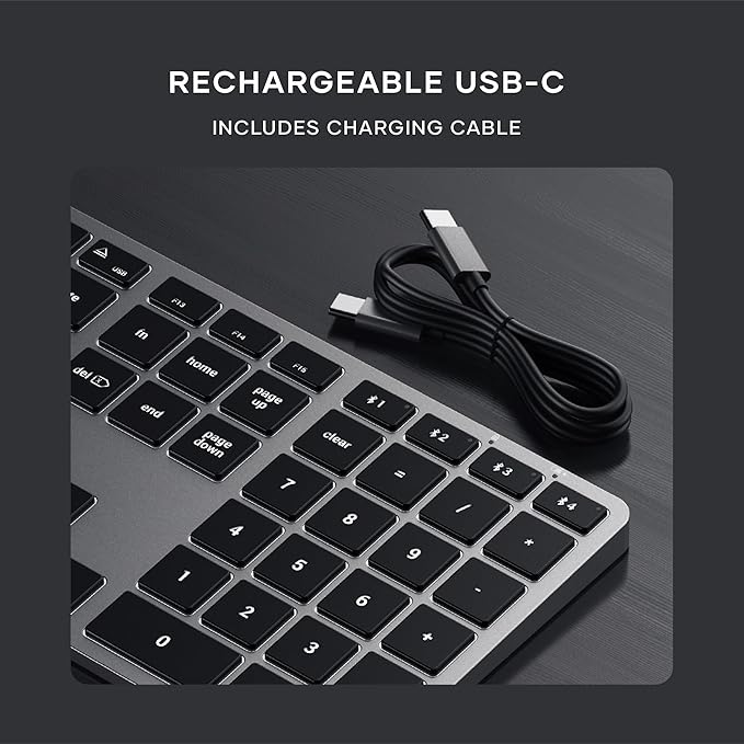 Satechi Slim X3 Bluetooth Backlit Keyboard for Mac, Illuminated Keys & Multi-Device Sync, for MacBook Air/Pro M4, iPad Air/Pro M4/M3, iPad mini, Mac mini, iMac - Space Gray