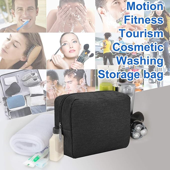 E-Tree Makeup Bag, Big Travel Make up Pouch, Zipper Large Cosmetic Brush Skin Care Case, Toiletry Bags for Traveling Women Man,Tech Electronic Organizer,Small Canvas Storage for Personal Items,Black