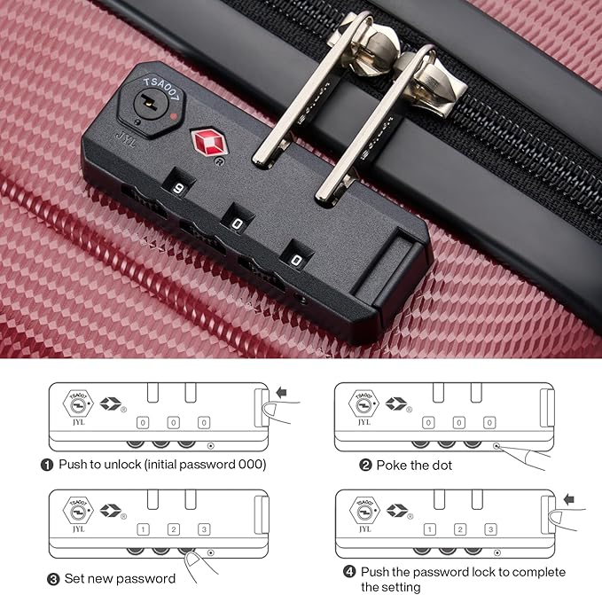 Hanke Luggage Sets 3 piece Carry On Luggage with Wheels PC Hard Shell Suitcases Lightweight Checked Tsa Luggage Extra Large Travel Suitcase Woman Men 20/24/29 Inch（Burgundy）