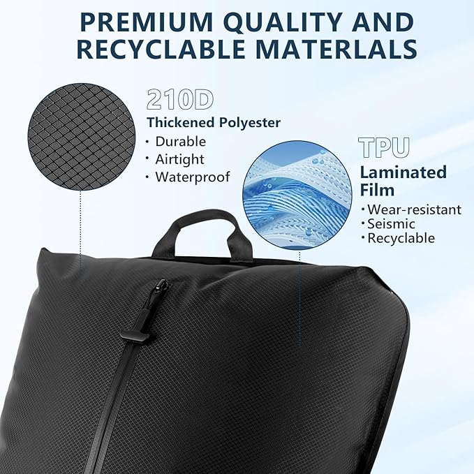 Dobaly 33L Professional Vacuum Bags for Travel, IP67 Reusable Vacuum Compression Bags for Suitcases and Backpack Space Saver Vacuum Bags for Travel Lightweight & Durable (1PC No Pump)