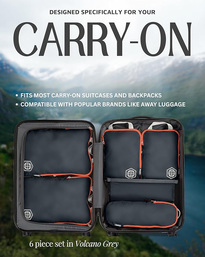Compression Packing Cubes Set for Travel - Lightweight, Durable Clothes Organizer for Carry-On Luggage and Suitcases by TRIPPED Travel Gear