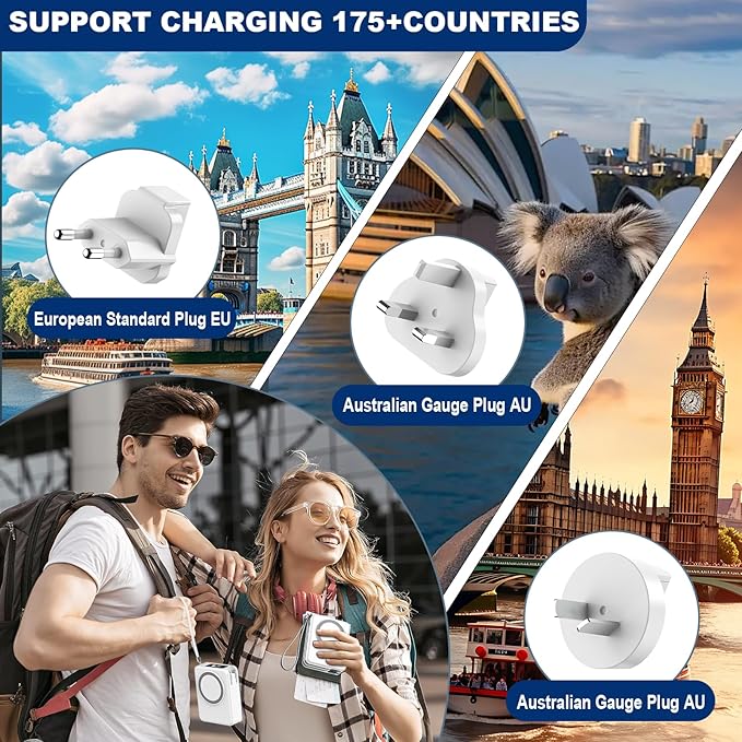 for Magsafe Portable Charger Power Bank 10000mAh, 22.5W Battery Pack Fast Charging Wall Plug Power Bank for iPhone Andriod Sumsung Travel Charger with Built in USB C & Lightning Cables