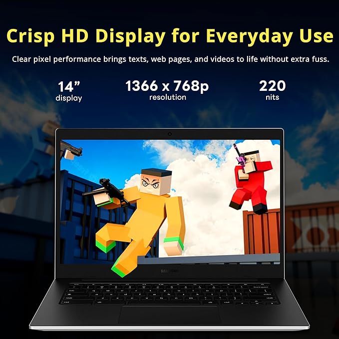 SAMSUNG Galaxy Chromebook Go 14" Laptop, Intel Celeron N4500, 4GB LPDDR4X, 288GB Storage (128GB eMMC+160GB Docking Station Set), Intel UHD Graphics, Long Battery Life, Wi-Fi 6, Chrome OS, Silver