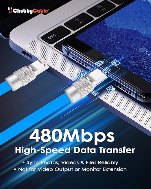 chubbycable Chubby 2.0 Fast Charging Cable Durable Soft Silicone USB C Cable 240W Extra Thick Charger Cord Compatible with iPhone 17-15 Series iPad, Yellow, Type-C to Type-C, 6.6 FT