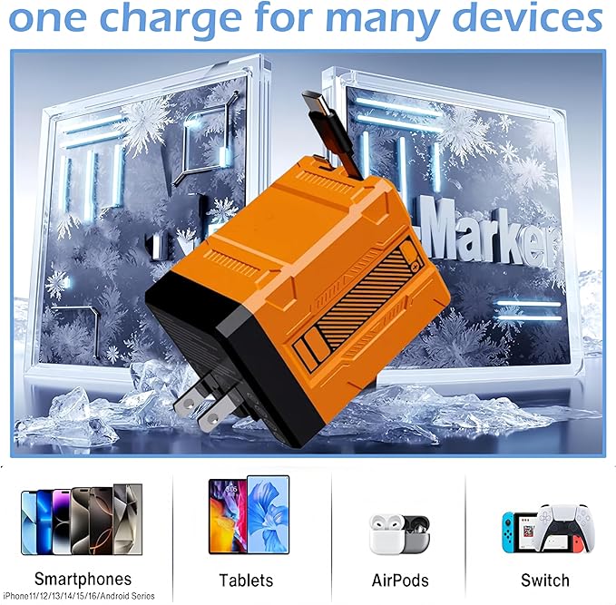 2 in 1 Fast Charger 120W, 2026 New Scalable Retractable 120w Fast Charger Module, All in 1 Foldable Charging Adapter Wall Plug for Phone,Tablet,Laptops (Blue)