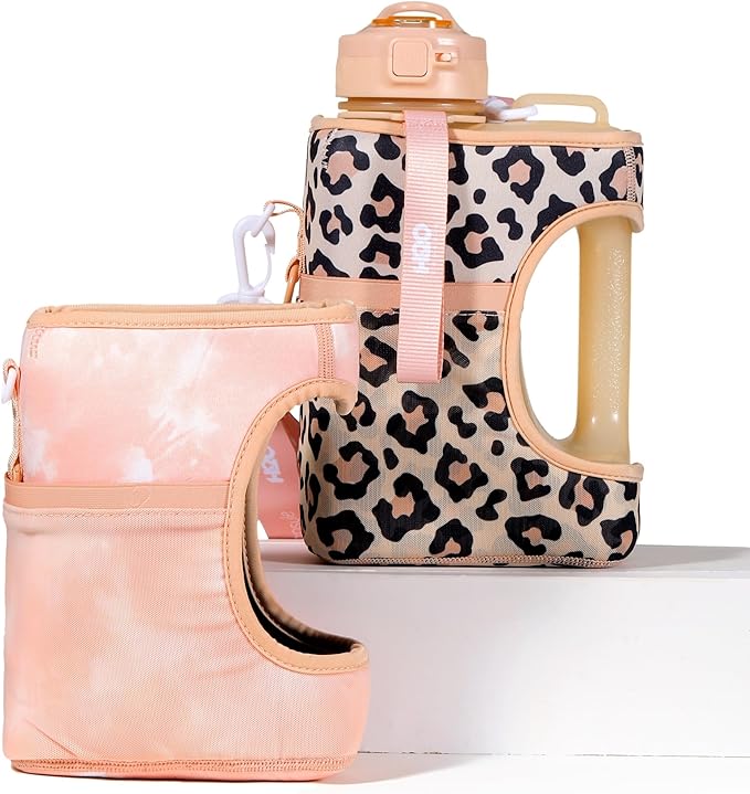 H2O Capsule Half Gallon Cube Square Water Bottle value pack - 2.2L Water Bottle with Strap, 2 Storage Sleeves, Covered Straw Lid – BPA Free Reusable Sports Water Jug with Handle, (68 Ounce)