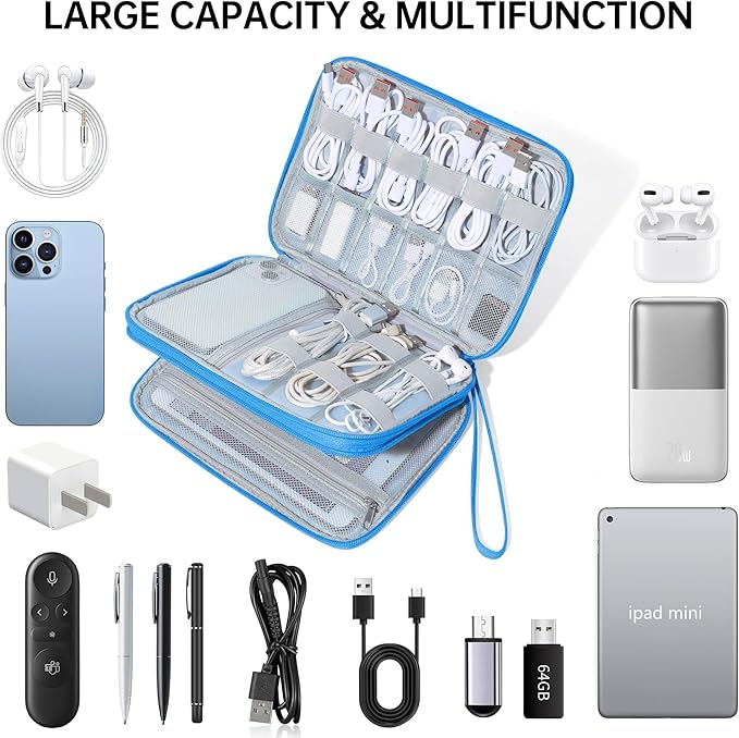 CILLA Electronics Organizer Travel, Travel Cord Organizer Case, Compact Electronics Accessories Bag for Cable, Cord, Charger, Phone