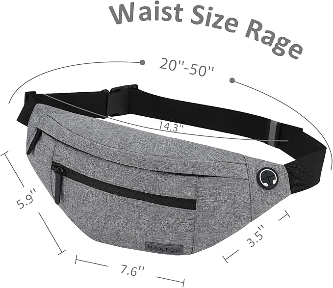 MAXTOP Large Crossbody Fanny Pack with 4-Zipper Pockets,Gifts for Enjoy Sports Festival Workout Traveling Running Casual Hands-Free Wallets Waist Pack Phone Bag Carrying All Phones