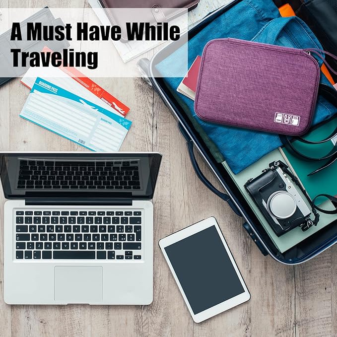 CILLA Travel Cord Organizer Case, Portable Waterproof Storage Bag for Charger, Cord, USB, Power Bank, Earphone, SD Card, Travel Essentials