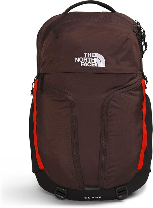 The North Face Surge Commuter Laptop Backpack, Coal Brown/Fiery Red/TNF Black, One Size
