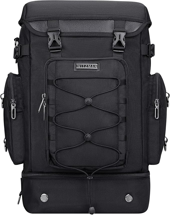 WITZMAN Travel Backpack for Men Women Carry on Bags for Airline Approved Convertible Duffle Luggage Backpack Shoe Compartment (B691 Classic Black)