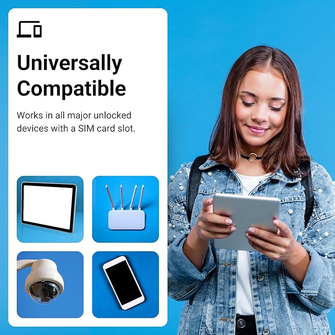 2GB for 30 Days IOT Quad Network Data SIM Card for Unlocked Security, Solar & Hunting Trail Game Cameras with USA Data Path, USA Coverage, Triple Cut 3-in-1, 4G & 5G