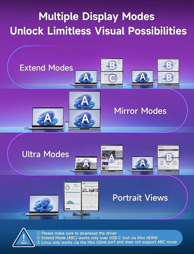 JSAUX FlipGo Pro 15.6" Dual Portable Monitors, 1080P FHD IPS Dual Screen Monitor, Triple Screen Laptop Monitor Extender for Wins/macOS (Driver Required) with Magnetic Design/Plug & Play/Built-in Hub